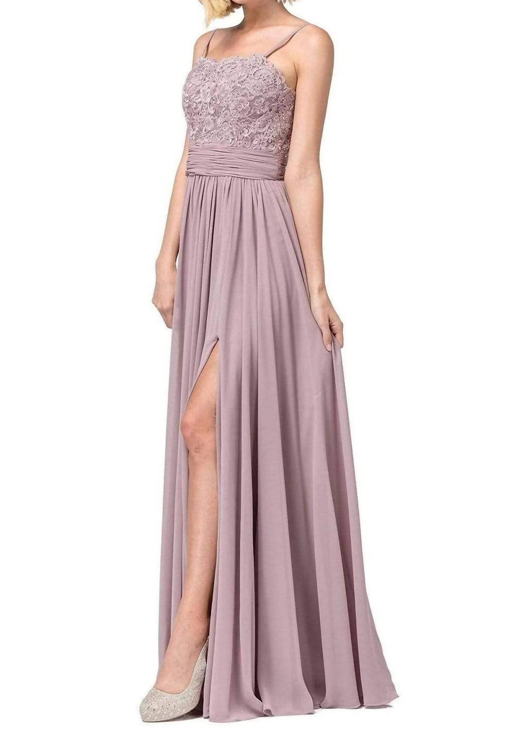 Spaghetti Strap Lace Embroidered Maxi Dress