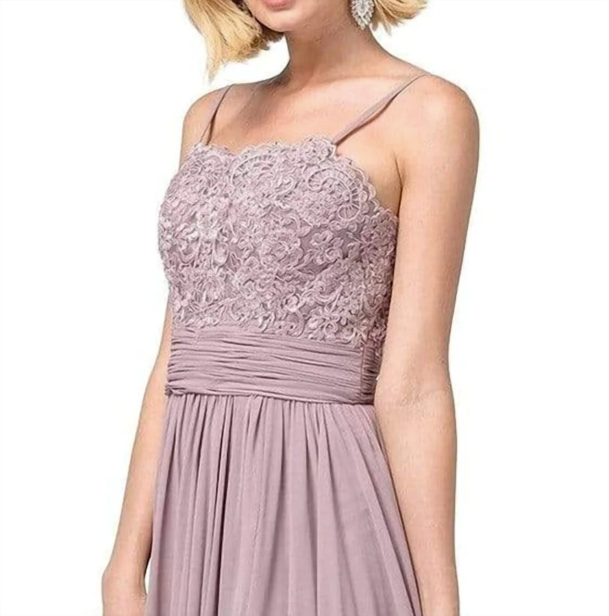 Spaghetti Strap Lace Embroidered Maxi Dress