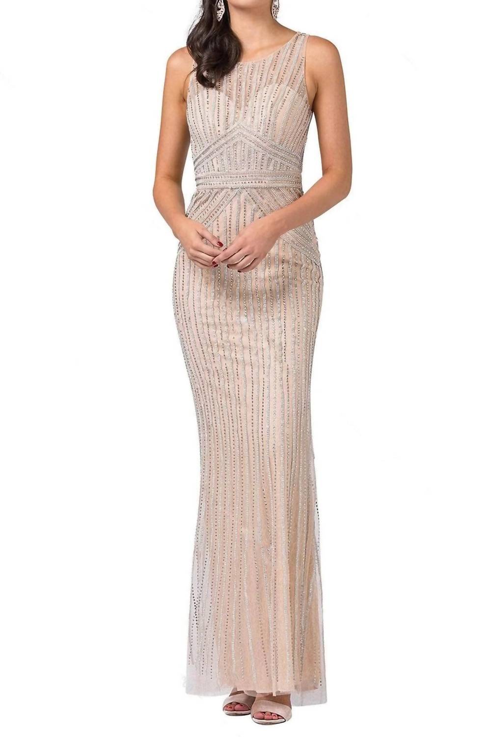 Stripe Sheath Evening Dress