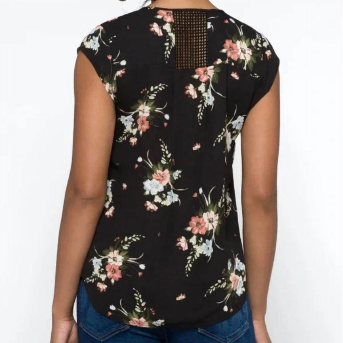Estefany Lace Detail Split Neck Blouse