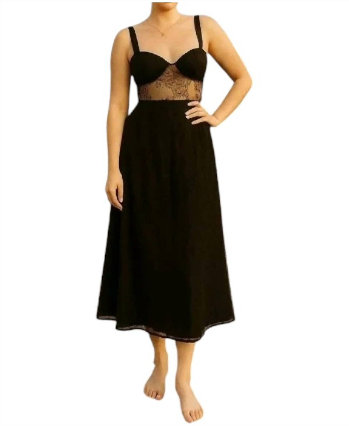 Lace Sheer Midi Dress