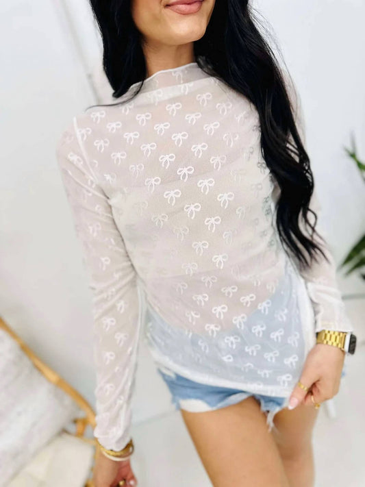 Bow Lace Layering Long Sleeve Top