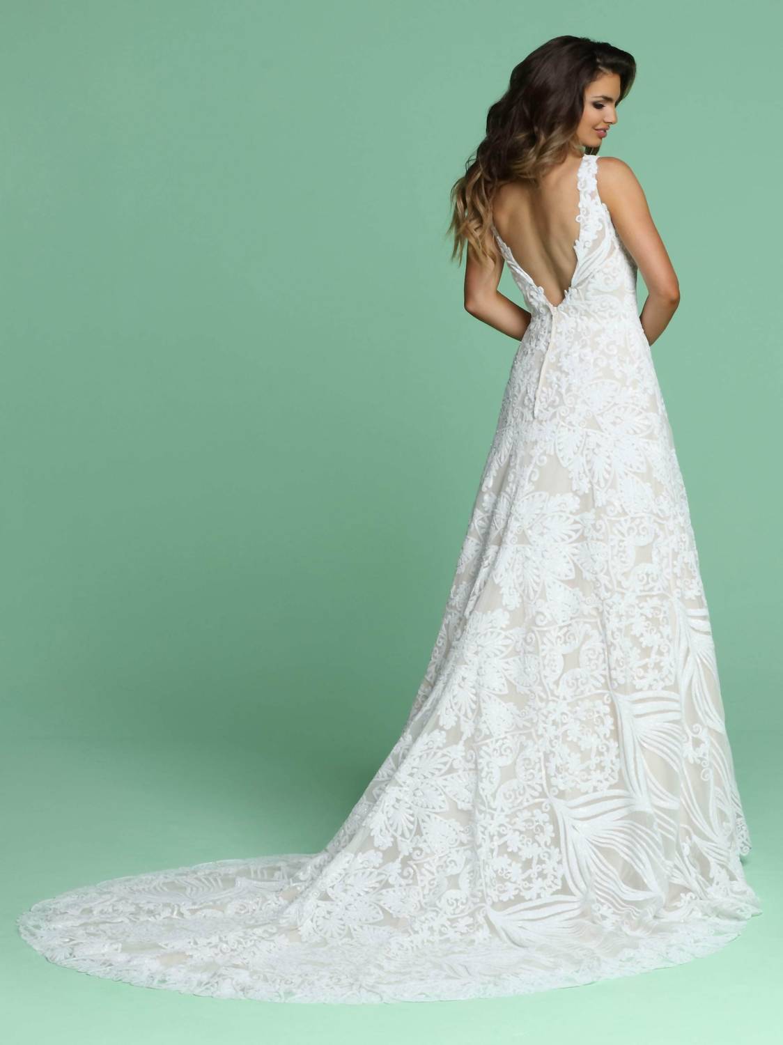 Sleeveless Patterned Sequin Bridal Gown