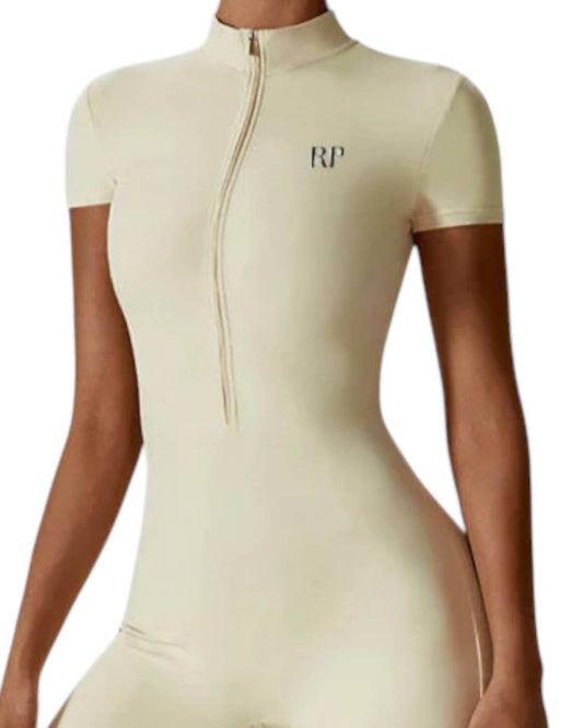 Rockstar Peach - Scuba Short Sleeve Zip Jumpsuit - Rack Hunt -