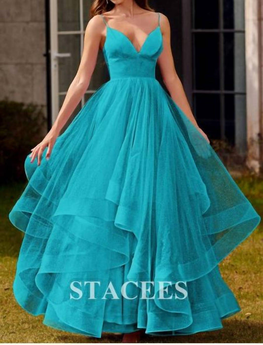 Princess Tulle V Neck Prom Dress