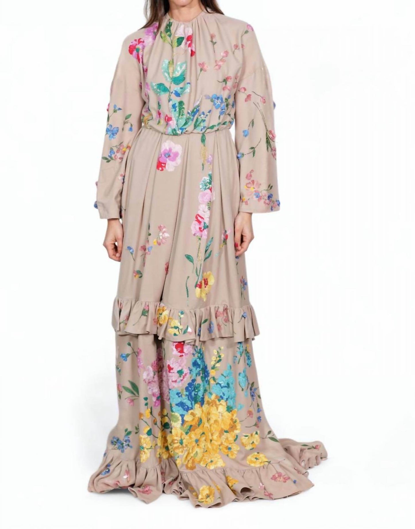 Valentino - Floral Embroidered Ruffle Hem Gown - Rack Hunt