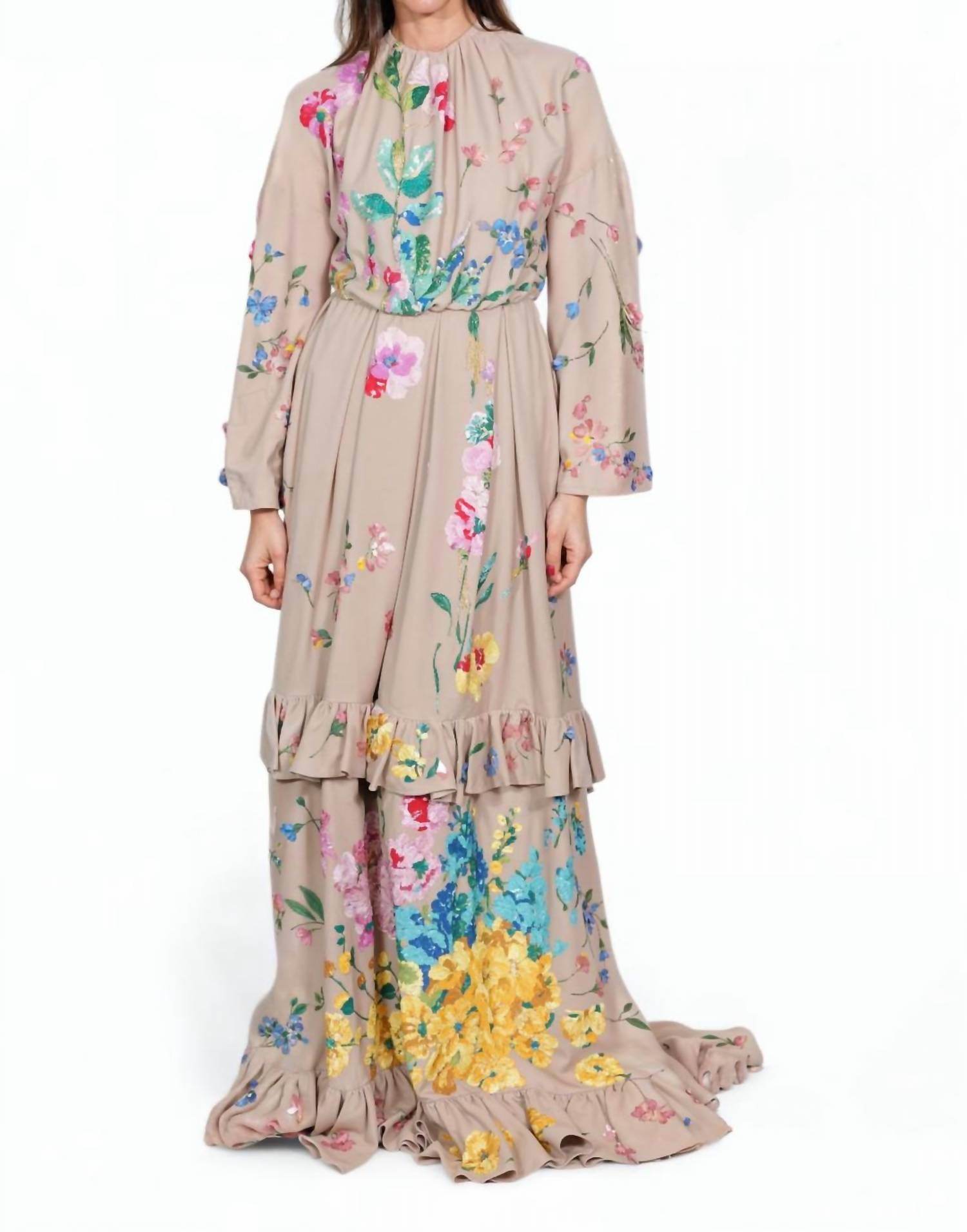 Valentino - Floral Embroidered Ruffle Hem Gown - Rack Hunt