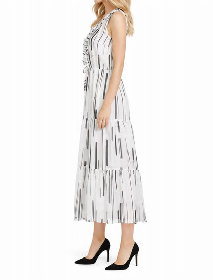 Sleeveless Ribbon Tie V-neck Dress