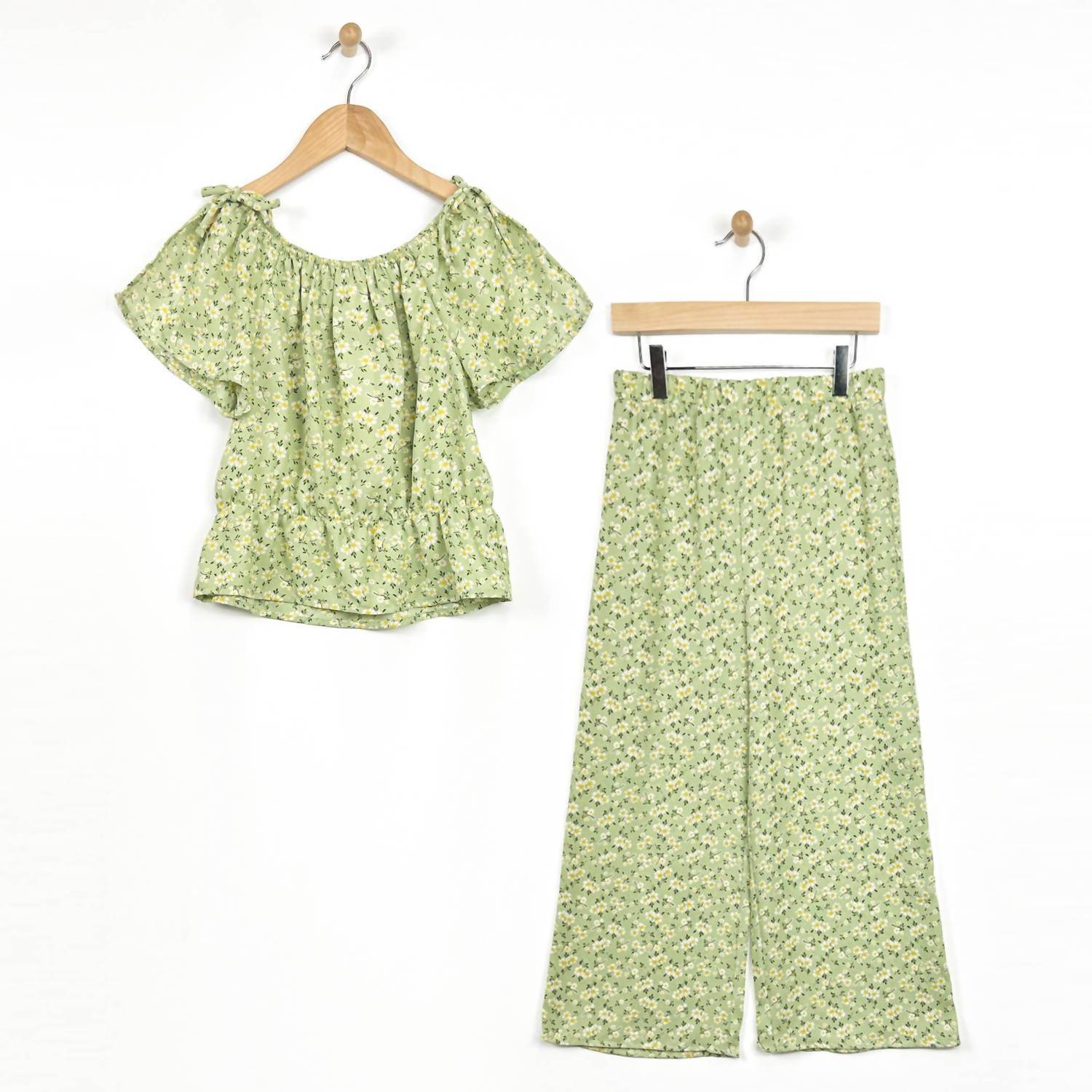 Heart and Arrow - Girls' Flutter Sleeve Floral Pant Set - Rack Hunt -