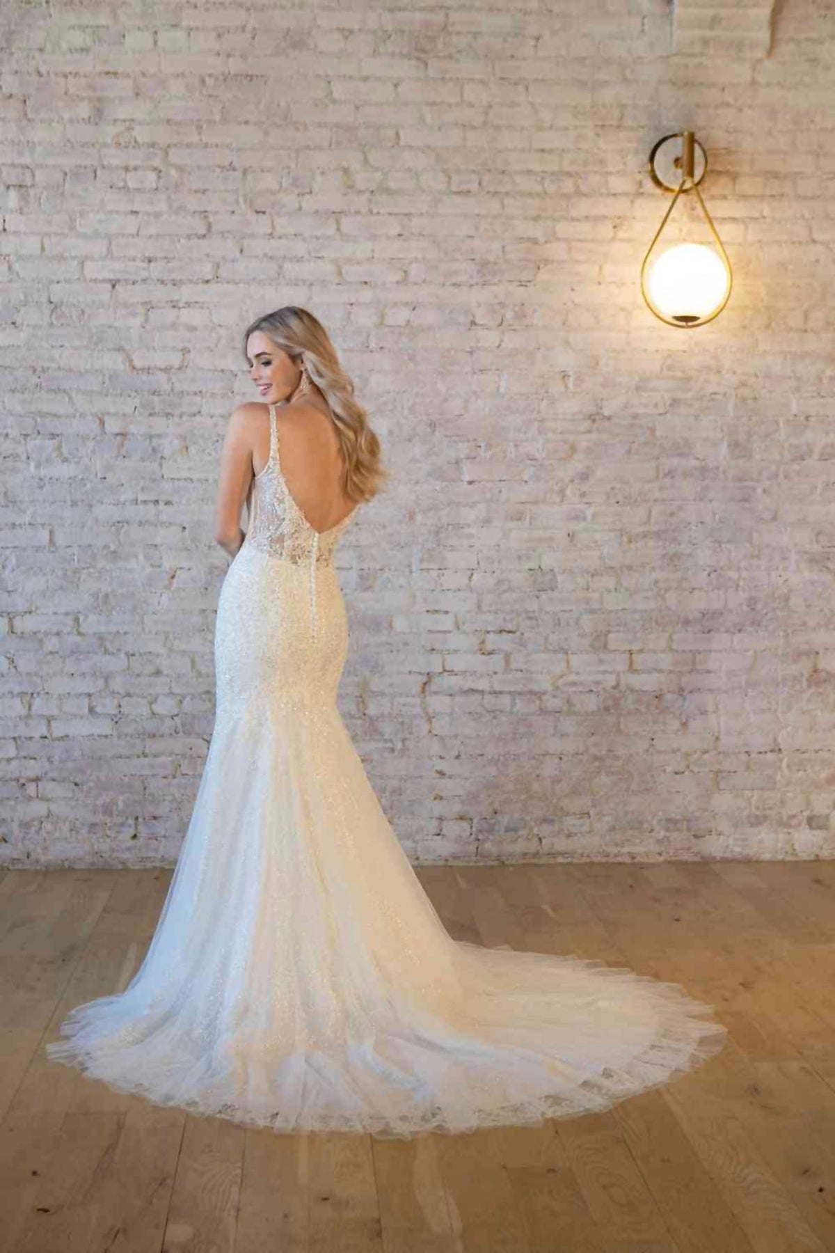 Plunging Neckline Wedding Gown