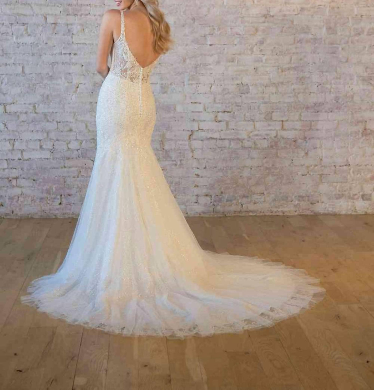 Plunging Neckline Wedding Gown