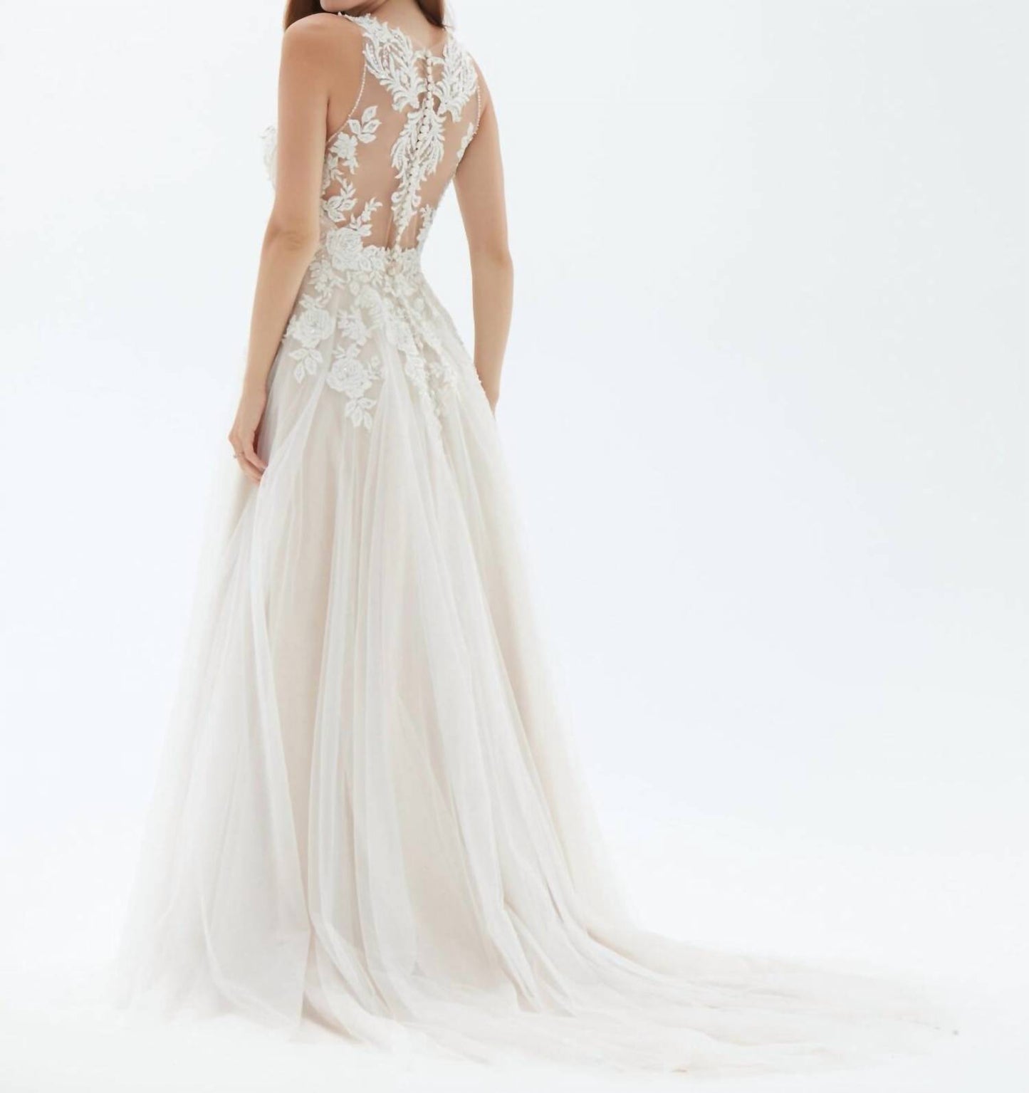 Illusion Bodice Wedding A-line Gown