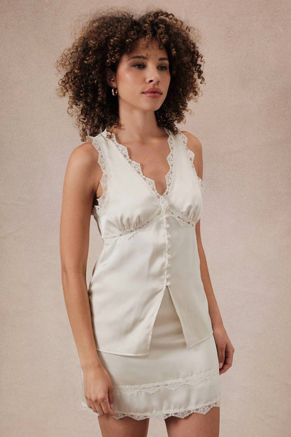 Joslyn Satin Lace Top