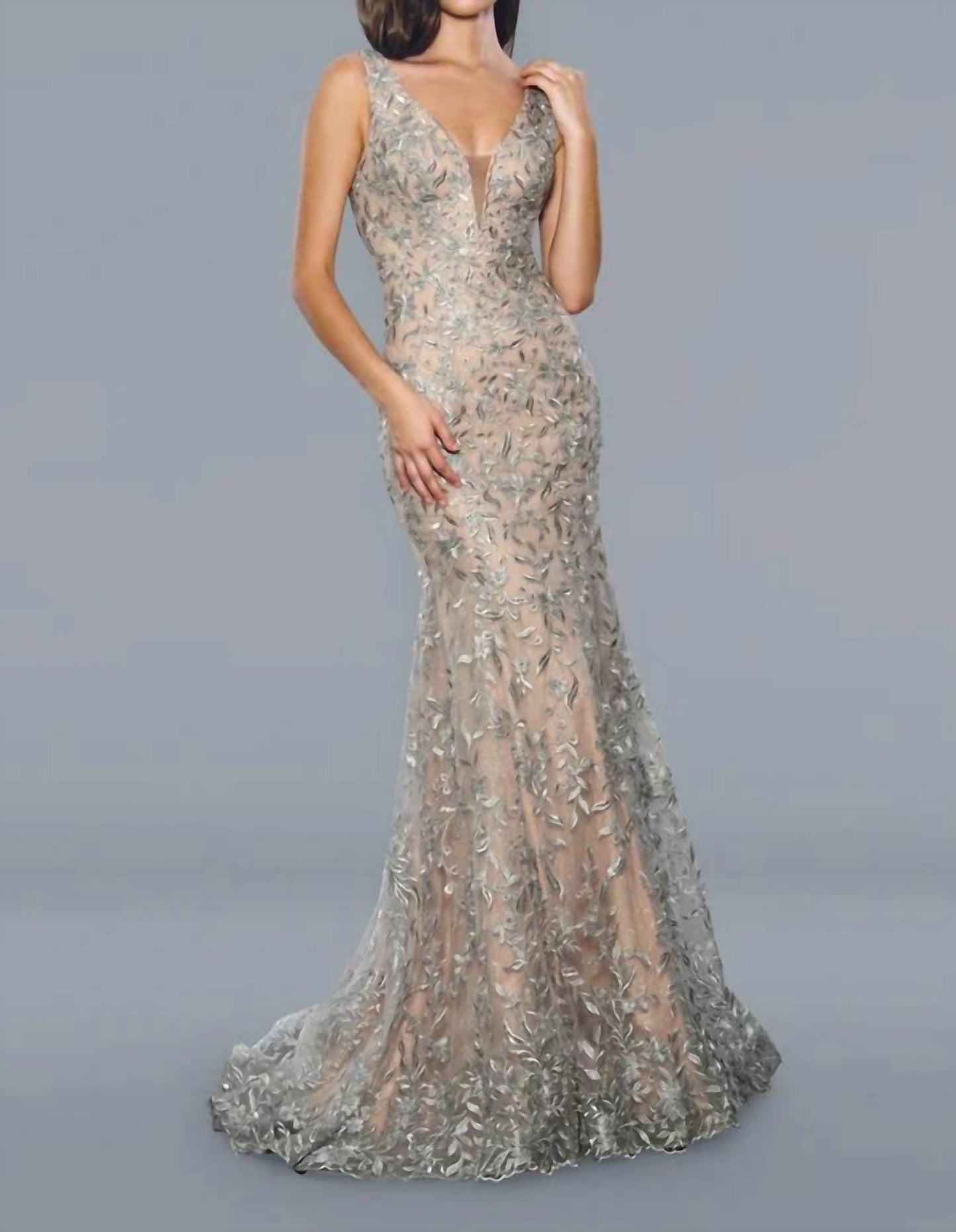 Long Fitted Sleeveless Prom Gown