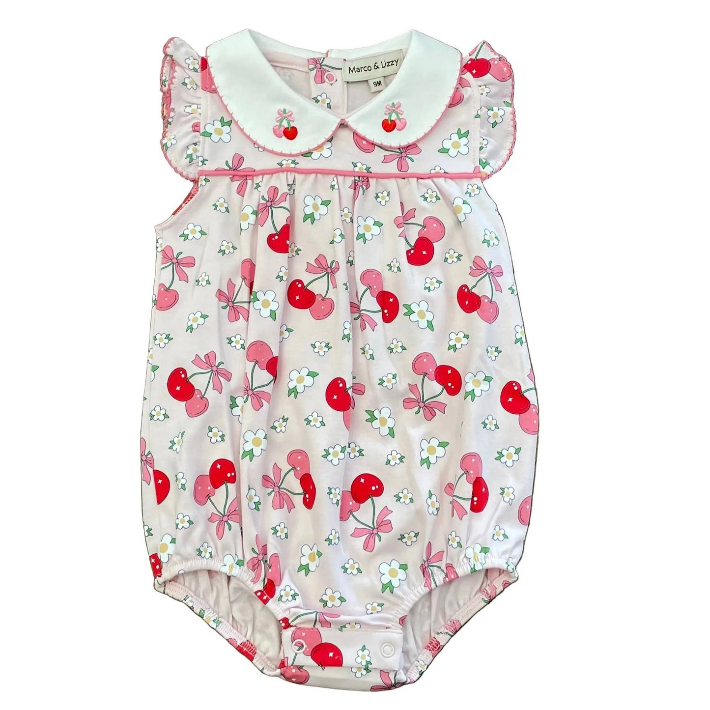 Girl's Cherries Print Knit Bubble Onesies