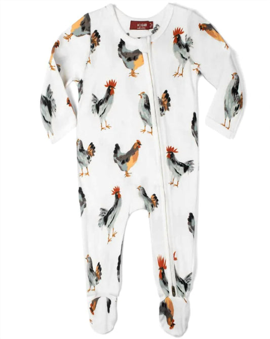 Infant's Chicken Organic Cotton Zipper Footed Romper