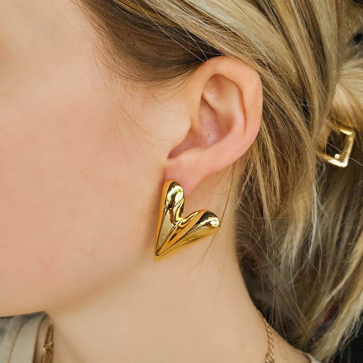 Rho - Women's Puffy Textured Heart Drop Earrings - Rack Hunt -