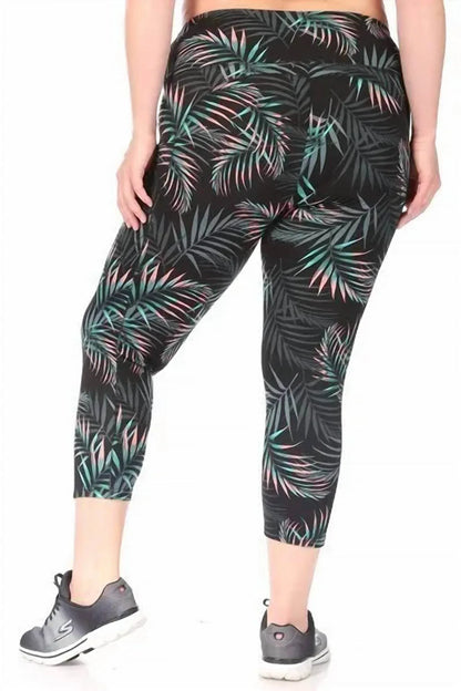 SHOSHO - Tropical Leaf Workout Capri Pant - Rack Hunt