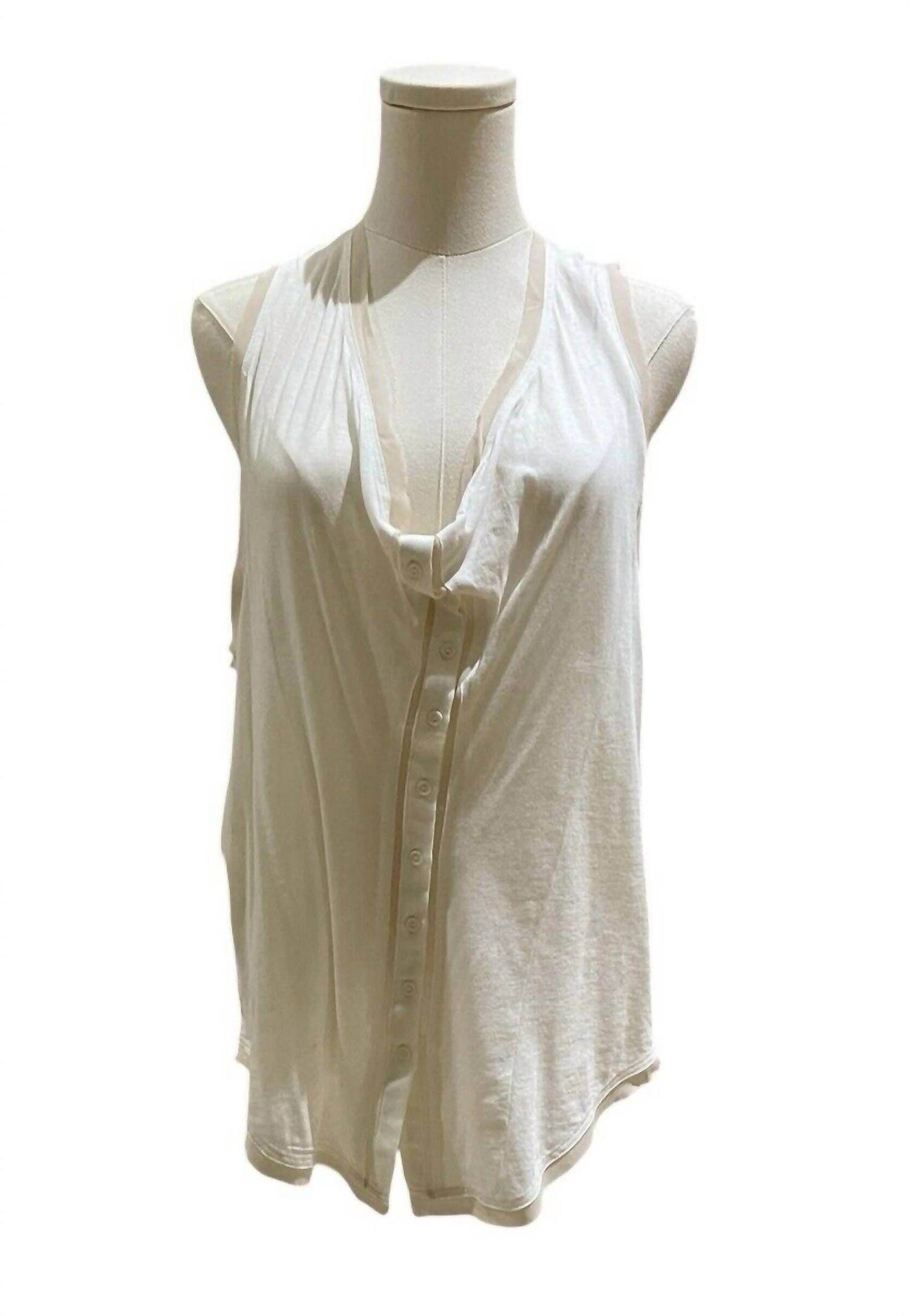 MM Couture - Women's Cotton Oversized Slouch Chiffon Trim Tank Top - Rack Hunt -