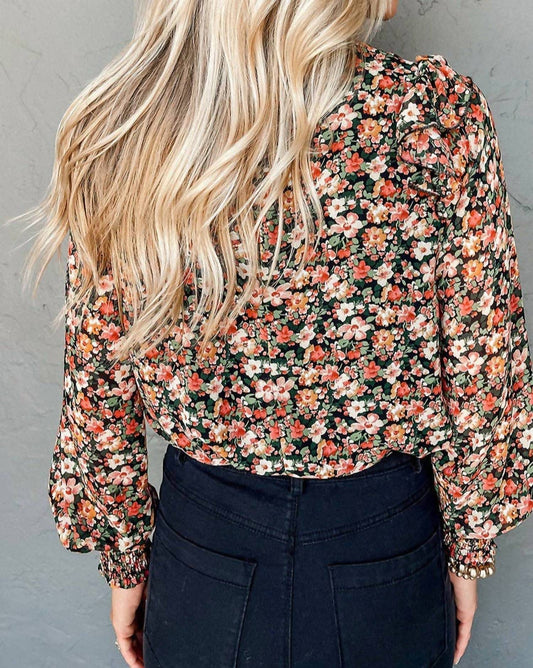 Floral Smocked Long Sleeve Blouse