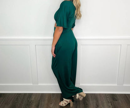 Play My Jam Short Sleeve Waist Cutout Jumpsuit