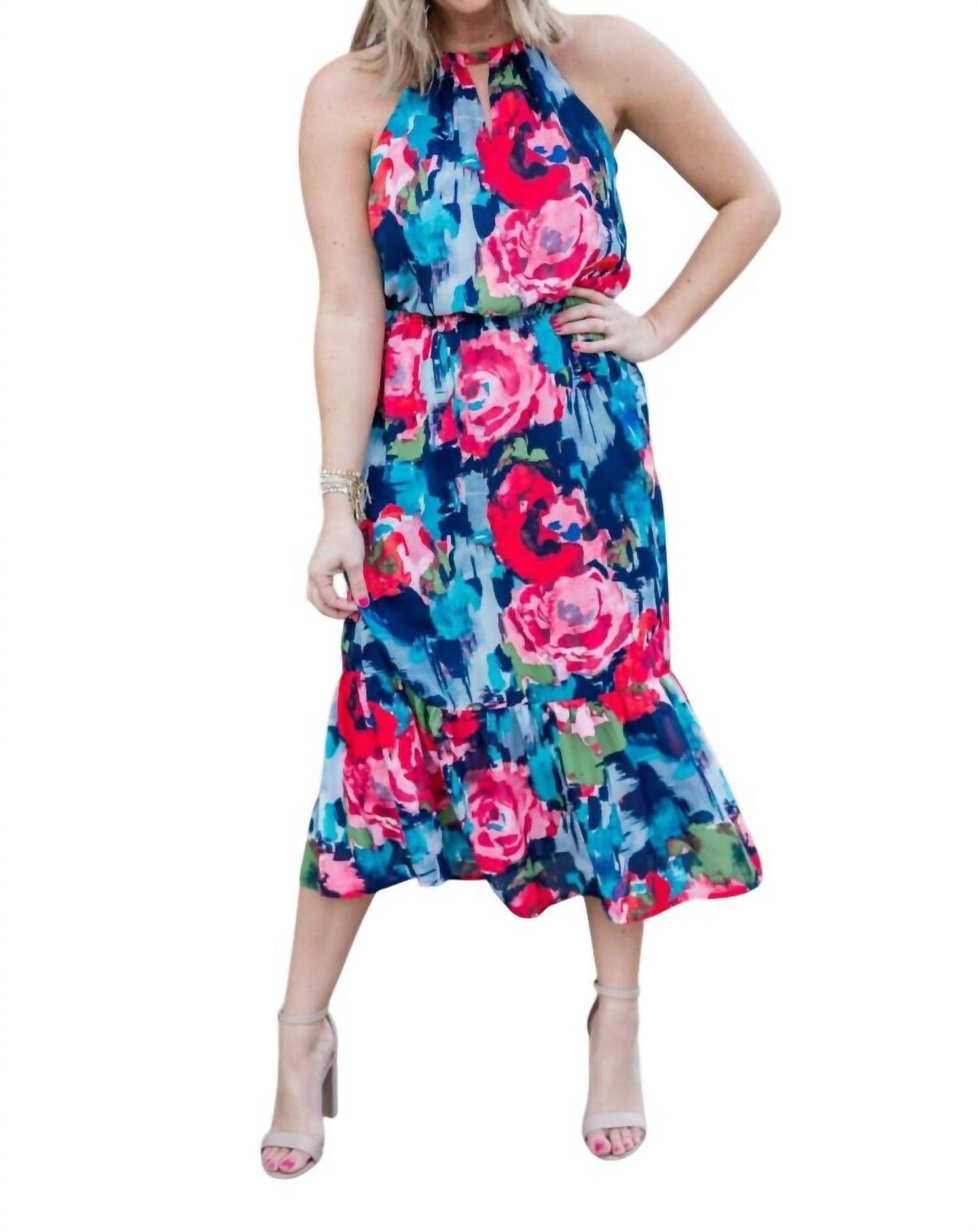 Gibsonlook - Midi Angela Floral Print Halter Dress - Rack Hunt -