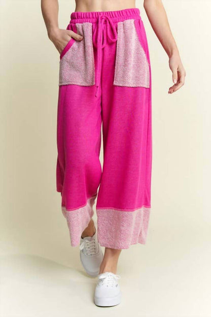 Washed Elastic Waist Wide Pants