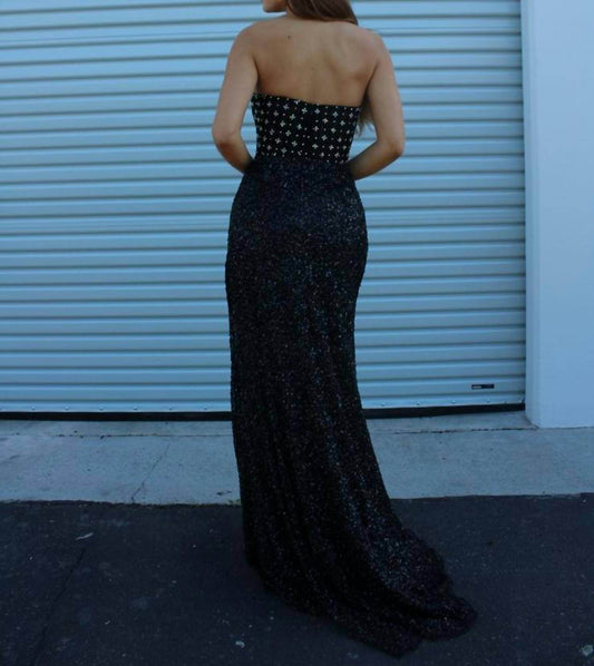 Aleta - Long Fitted Beaded Formal Prom Dress - Rack Hunt -