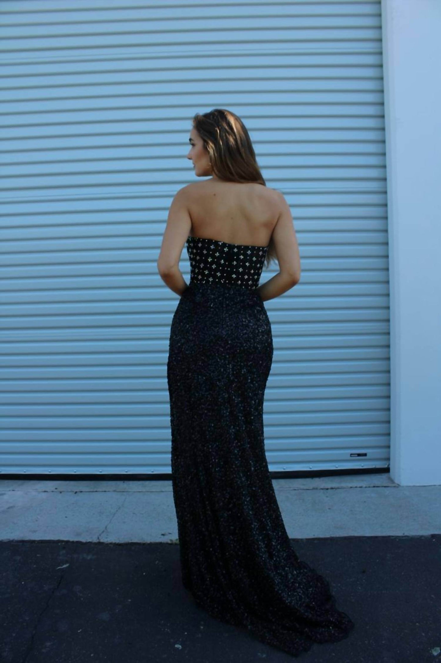 Aleta - Long Fitted Beaded Formal Prom Dress - Rack Hunt -