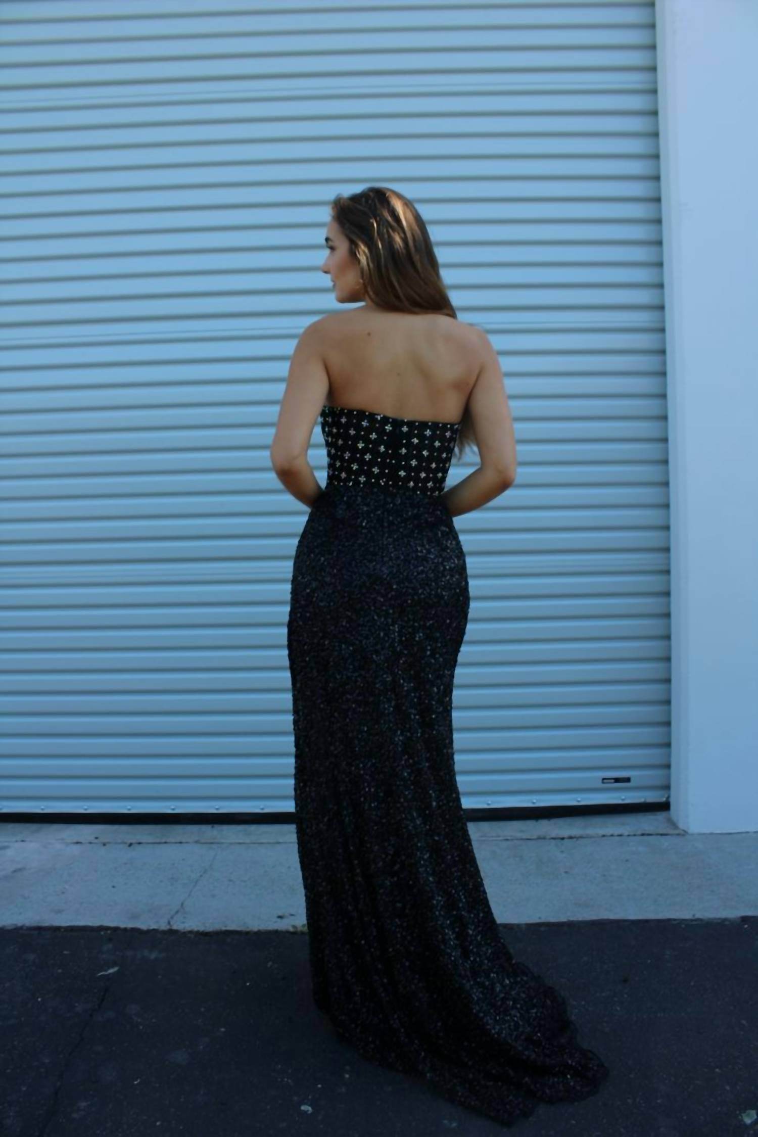 Aleta - Long Fitted Beaded Formal Prom Dress - Rack Hunt -