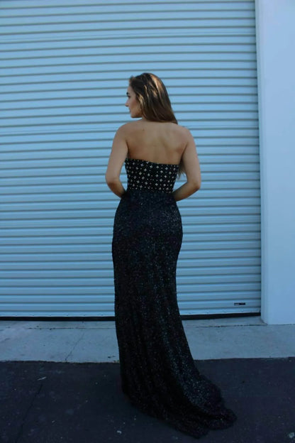 Aleta - Long Fitted Beaded Formal Prom Dress - Rack Hunt