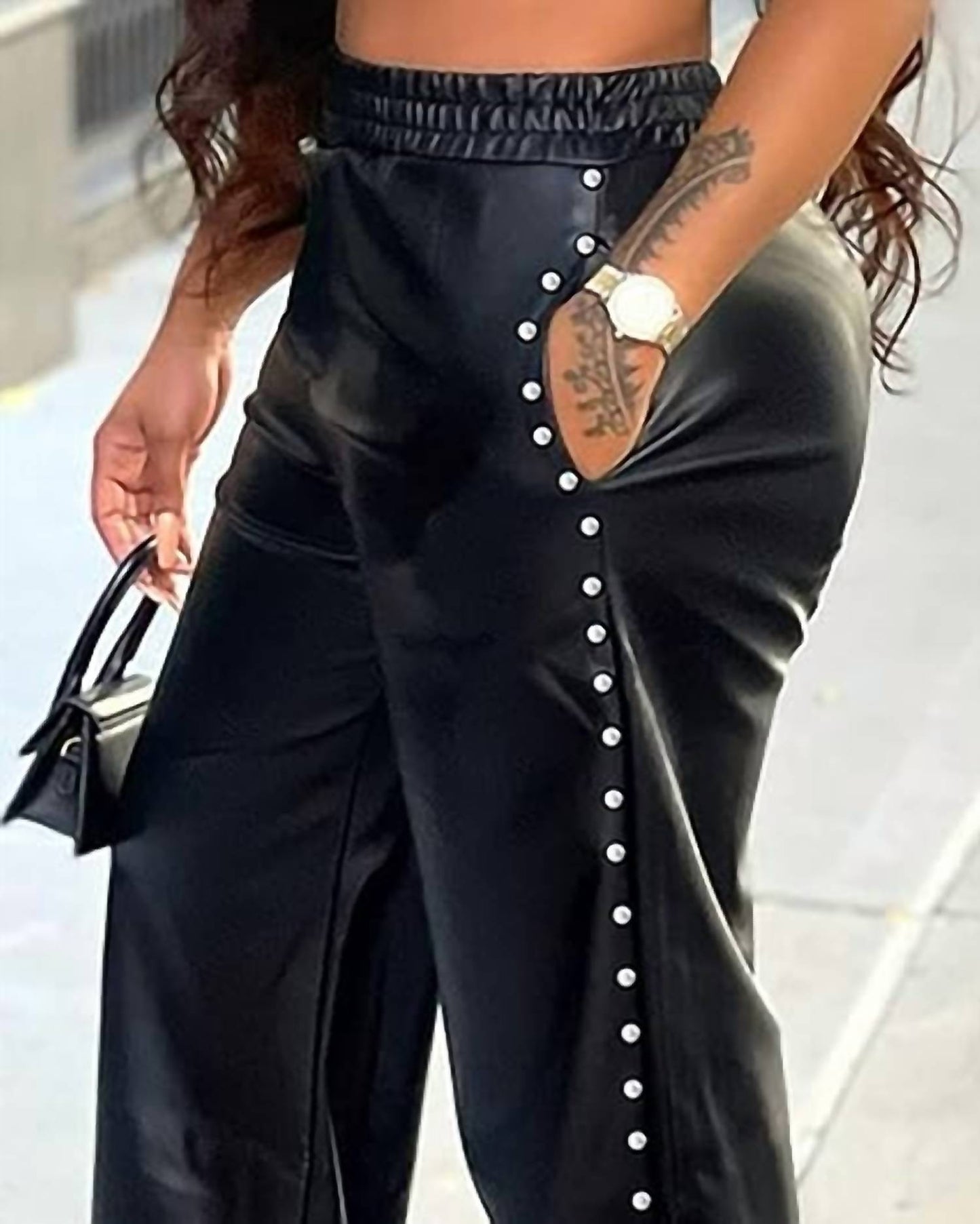 Pleather Wide Leg Pants