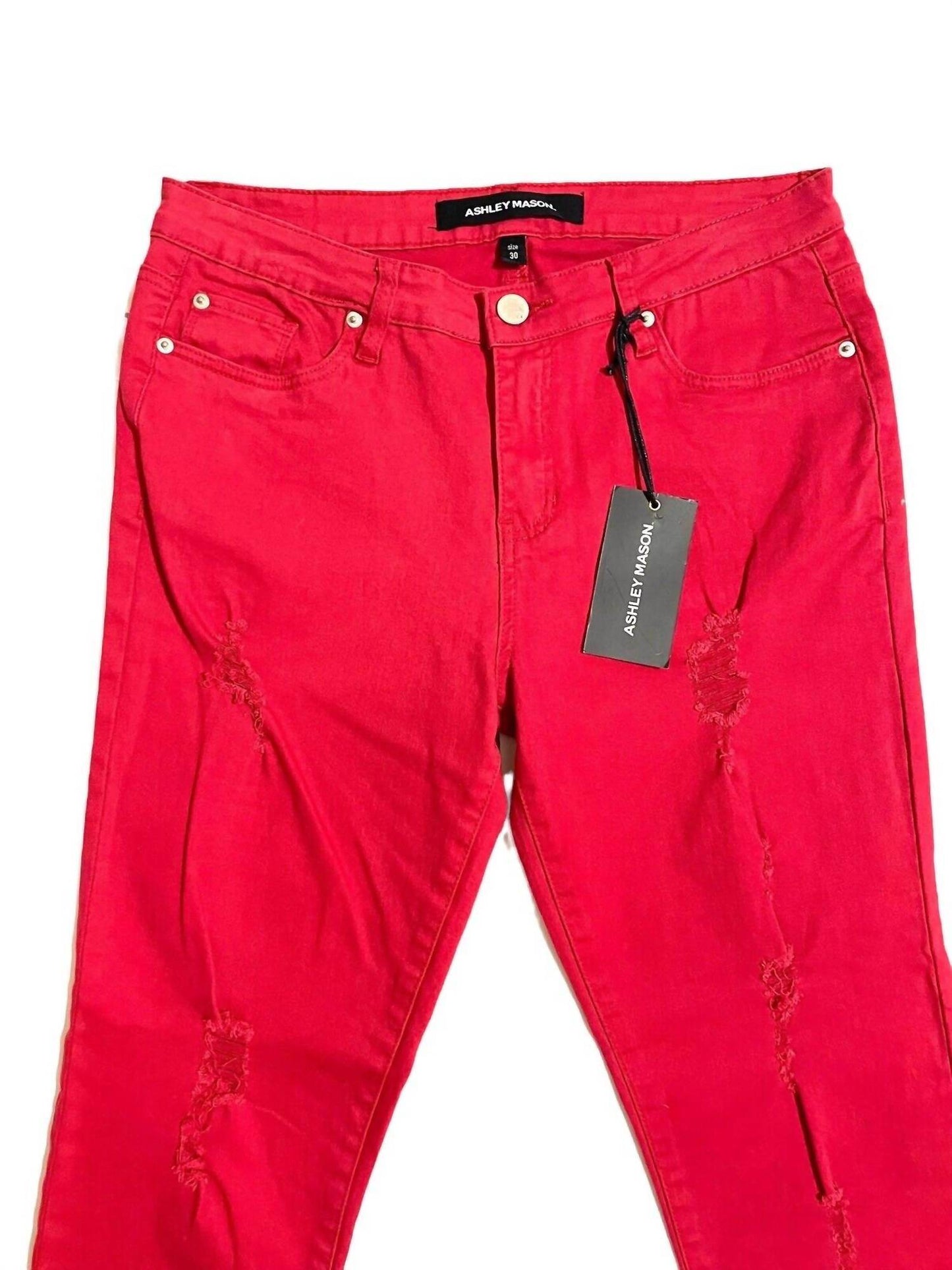 ASHLEY MASON - Women's Distressed Denim Skinny Jeans - Rack Hunt -