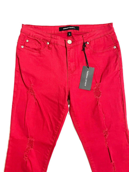 ASHLEY MASON - Women's Distressed Denim Skinny Jeans - Rack Hunt -