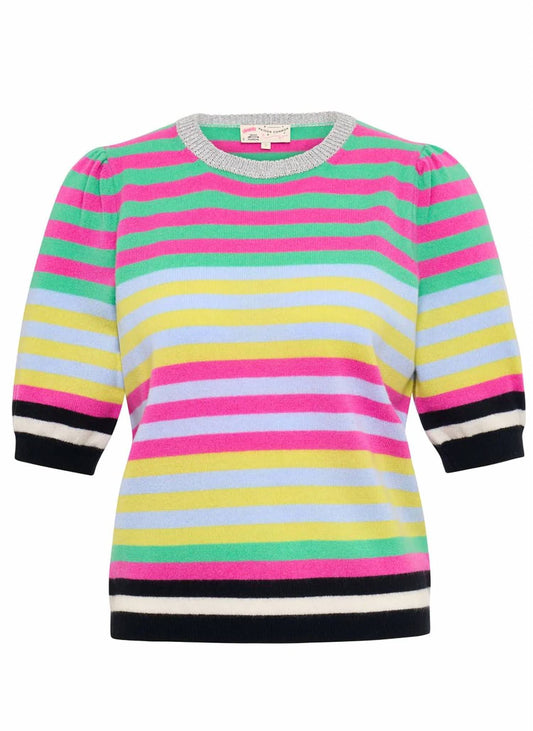 Women's Short Sleeve Stripe Pullover Sweater