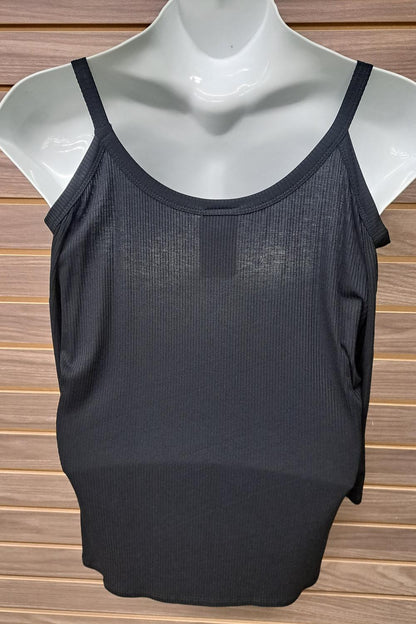Women's 3/4 Sleeve Cold Shoulder Ribbed Top