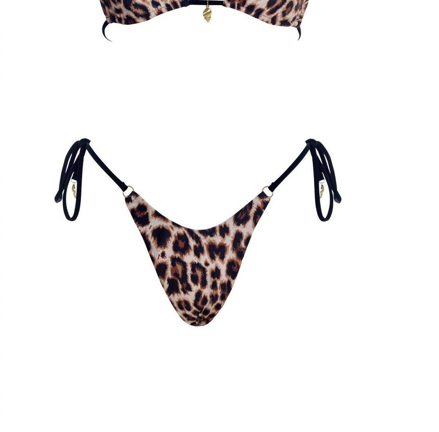 Gigizara - Women's Leopard Luxe Tie Side Bikini Bottom Brazilian Cut & Luxe Shine - Rack Hunt -