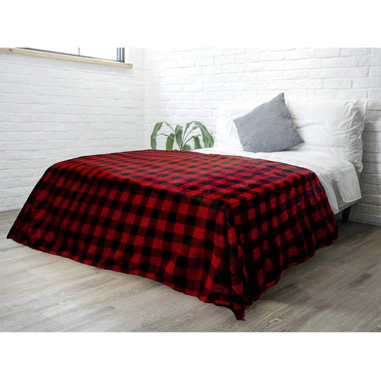 Pavilia - Buffalo Check Plaid Plush Fleece Blanket Throw - Rack Hunt -