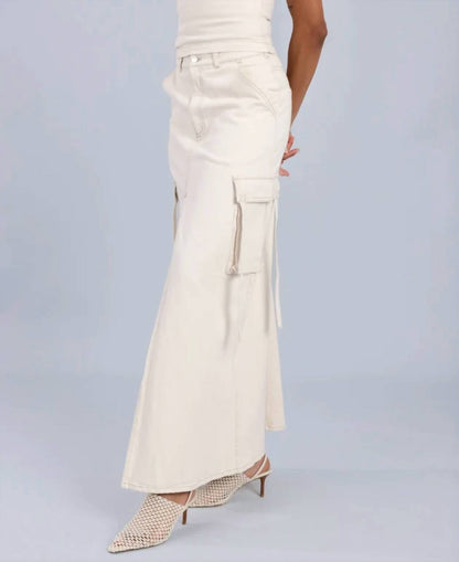 Women's Cotton Washed Denim Cargo Skirt