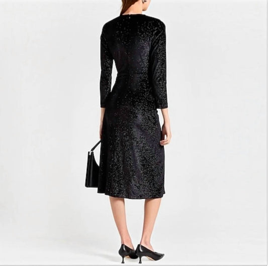 Crystal-embellished Ruched Velvet Midi Dress