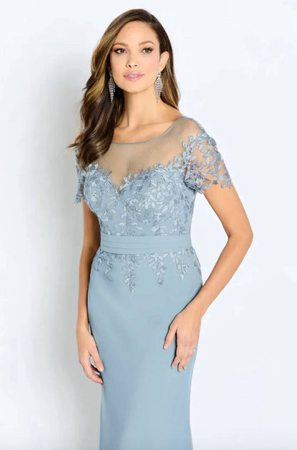 Sheer Neckline Short Sleeve Dress