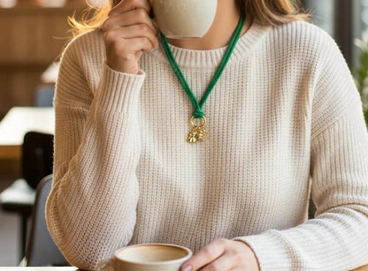 Women's Pavé Cat And Paw Cord Necklace