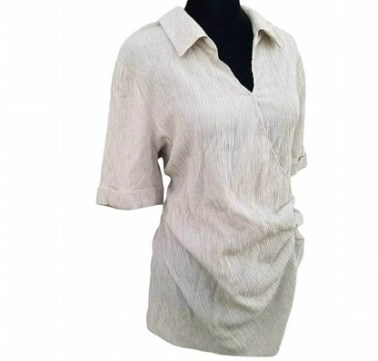 Alfani - V-neck Collared Ruched Blouse - Rack Hunt