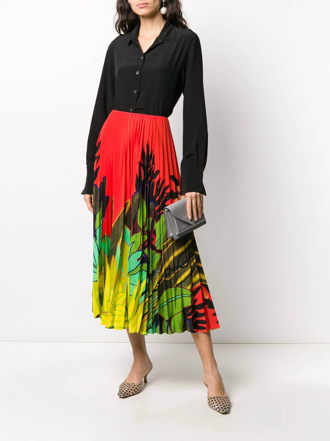 Valentino - Mirrored Monkeys Forest Pleated Skirt - Rack Hunt