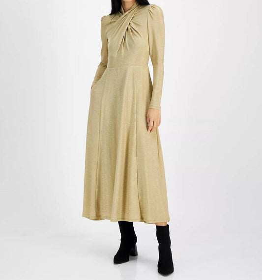 Harland Faux-wrap Metallic-threaded Midi Dress