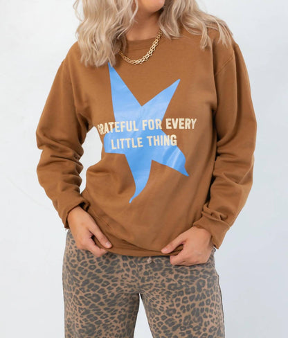 Grateful for Everything Graphic Star Sweatshirt