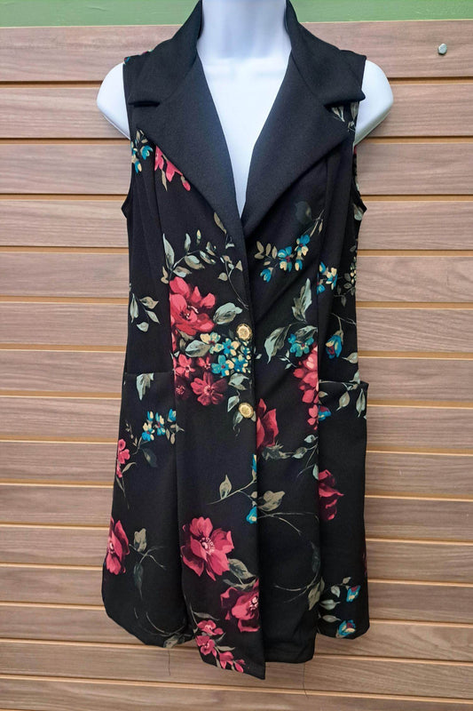 J. Mode - Women's Long Vest/dress W/floral - Rack Hunt -