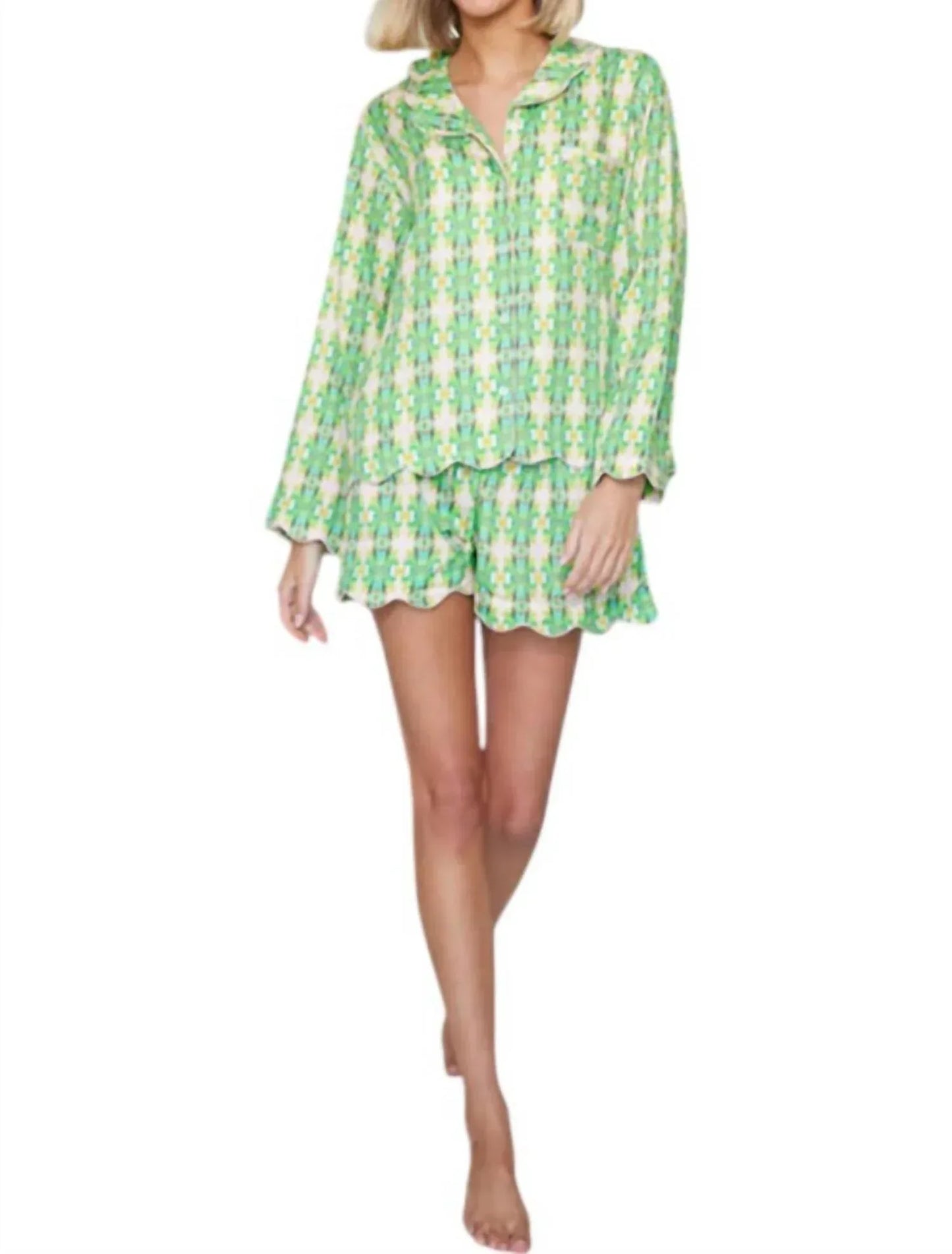BROOKS AVENUE - Scalloped Pajama Short Set - Rack Hunt