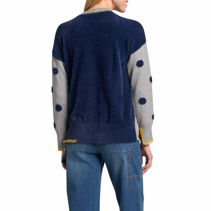 Polka Dot Sweater With Contrast Stitching