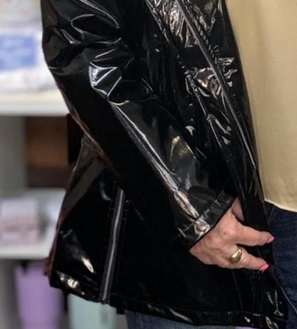 Shiny Faux Leather Jacket